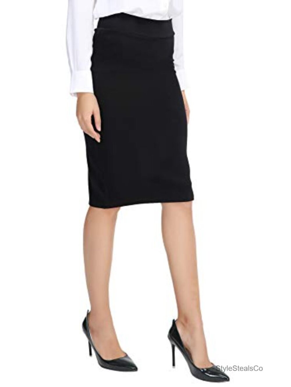 Elastic Waist Stretch Bodycon Midi Pencil Skirt Wear to Work